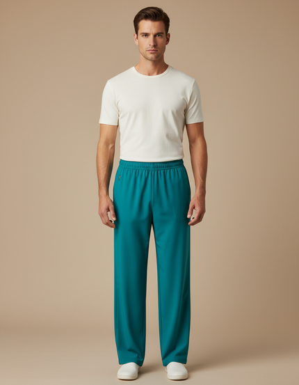 Pantalon Fluide Vert Émeraude Homme Décontracté - Polyester