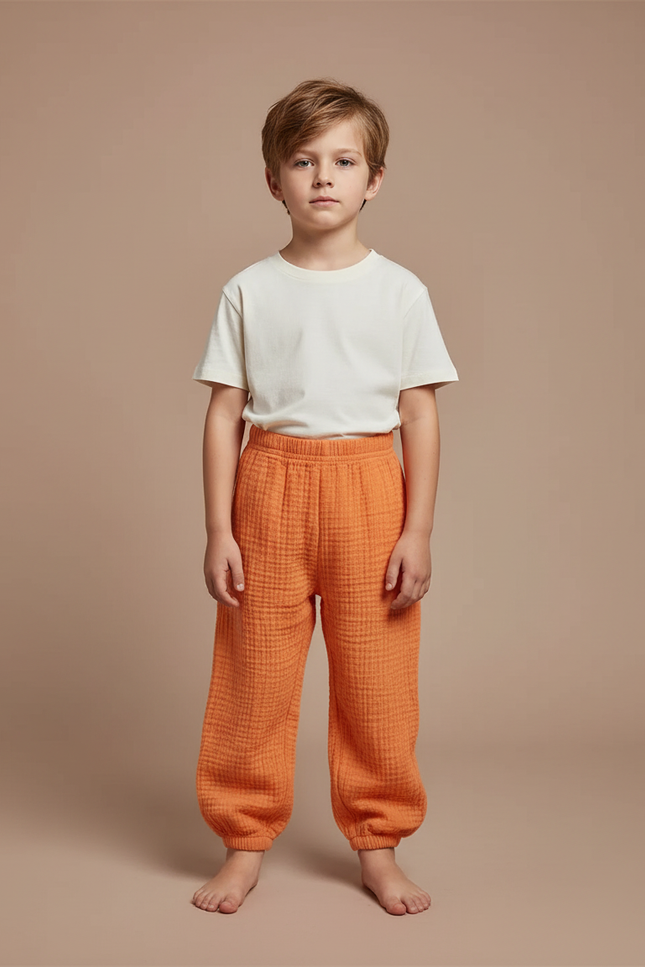 Pantalon Fluide Orange Gaze Ample Coton Enfant