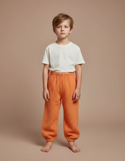 Pantalon Fluide Orange Gaze Ample Coton Enfant