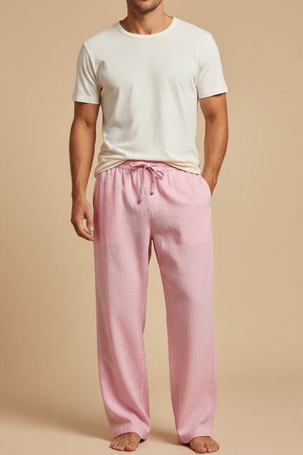 Pantalons Fluides Larges - Rose Lin