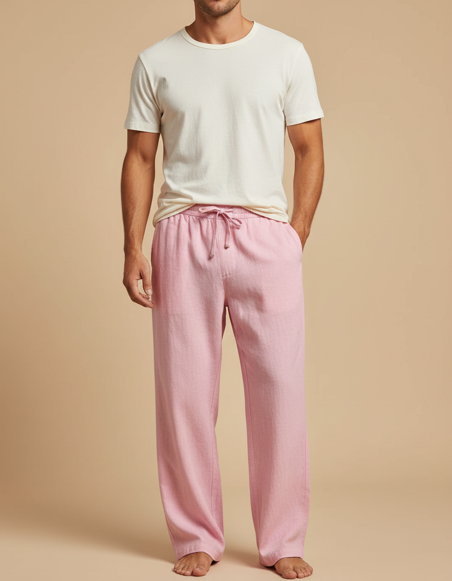 Pantalons Fluides Larges - Rose Lin