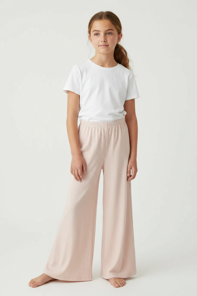 Pantalon Fluide Rose Rayé Ample Confortable Coton