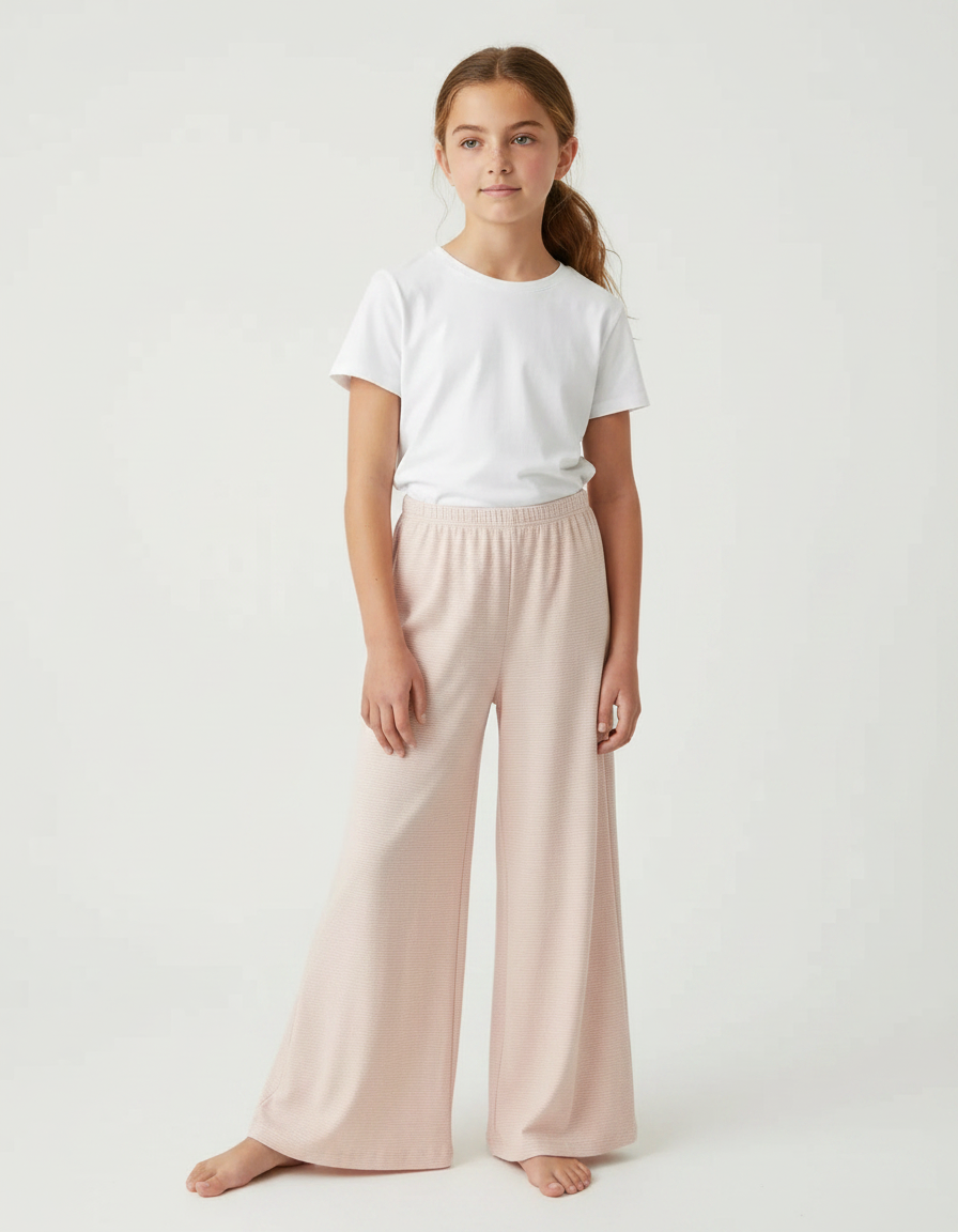 Pantalon Fluide Rose Rayé Ample Confortable Coton