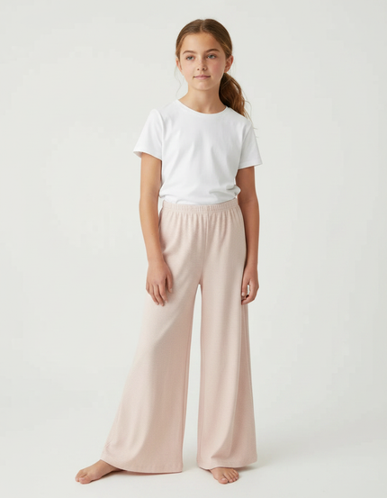 Pantalon Fluide Rose Rayé Ample Confortable Coton