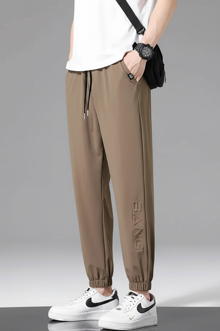 Pantalon Fluide Homme Marron Jogger Sport Léger - Kaki Polyester