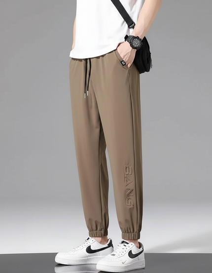 Pantalon Fluide Homme Marron Jogger Sport Léger - Kaki Polyester