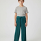 Pantalon Fluide Plissé Vert Émeraude Ample Cordon Enfant - Polyester