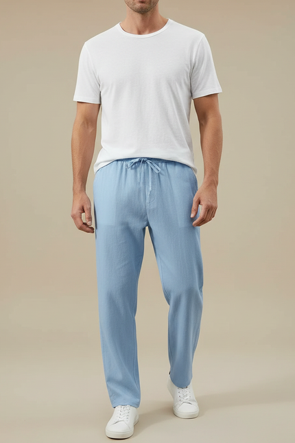 Pantalon Fluide Couleur Jean - Bleu Lin