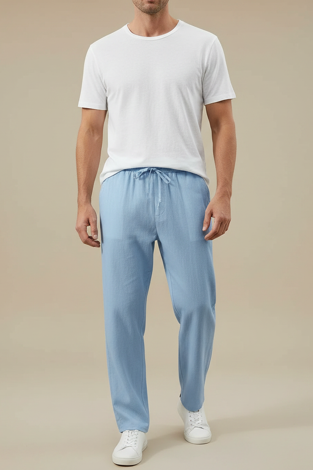 Pantalon Fluide Couleur Jean - Bleu Lin