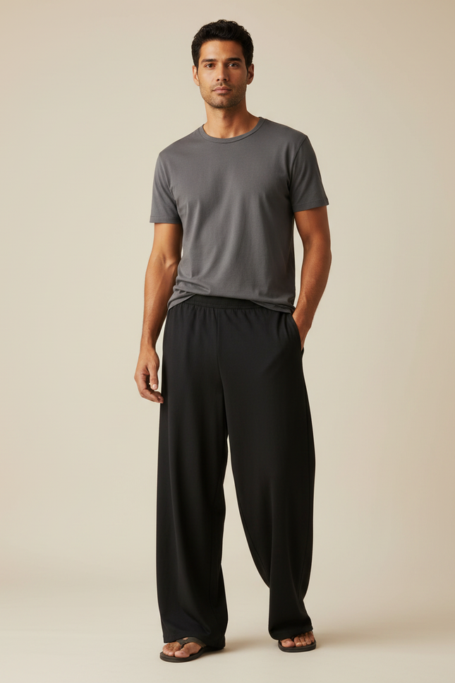 Pantalon De Plage Fluide - Noir Viscose
