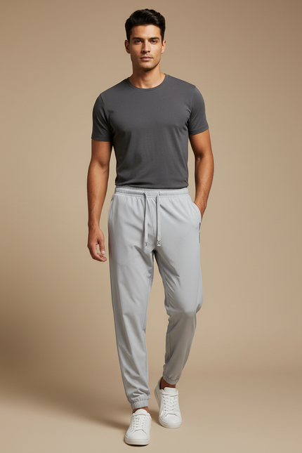 Pantalon Fluide Gris Clair Droit Sport Homme - Polyester