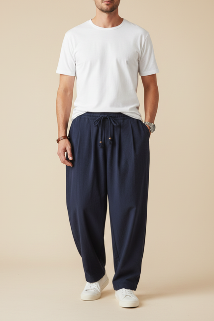 Ensemble Chemise Pantalon Fluide Homme - Marine Lin