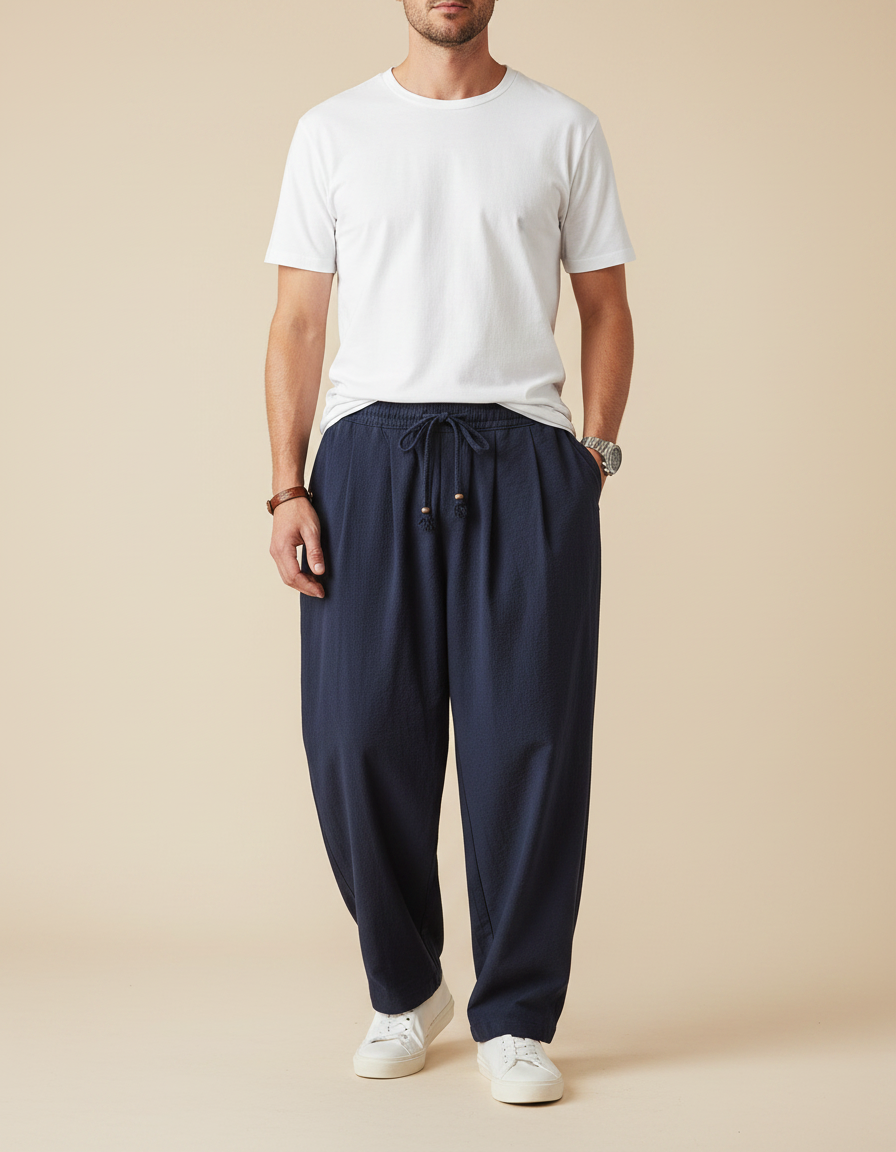 Ensemble Chemise Pantalon Fluide Homme - Marine Lin