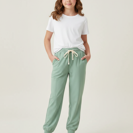 Pantalon Fluide Vert Menthe Droit Confortable Fille - Viscose