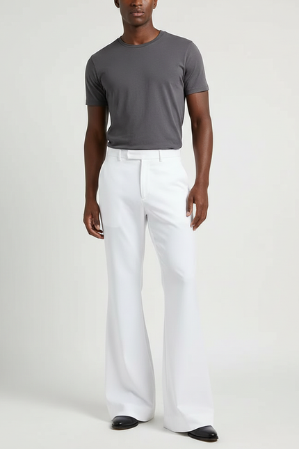 Pantalon Fluide Vintage - Blanc Polyester