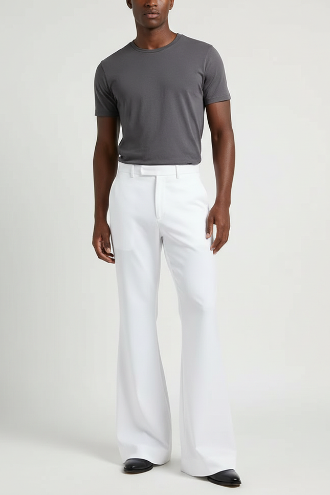Pantalon Fluide Vintage - Blanc Polyester