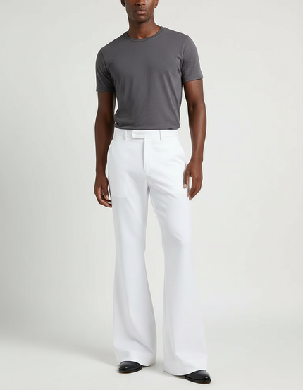 Pantalon Fluide Vintage - Blanc Polyester