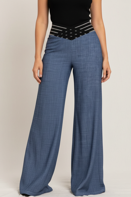 Pantalon Fluide Lyocell Femme - Bleu Viscose