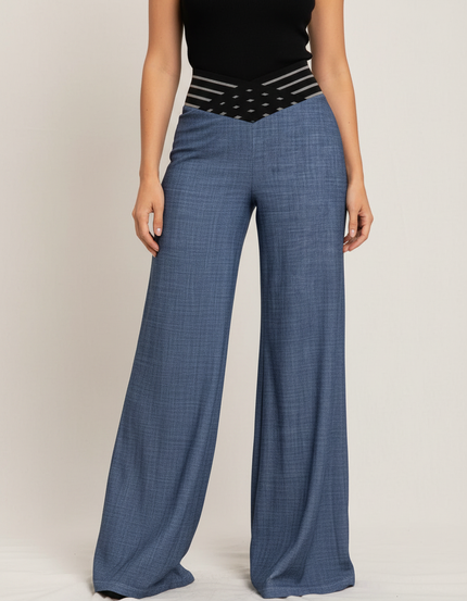 Pantalon Fluide Lyocell Femme - Bleu Viscose
