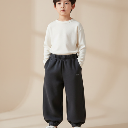 Pantalon Fluide Gris Foncé Ample Coton Sport Enfant - Molleton