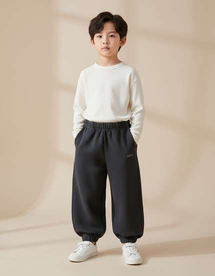 Pantalon Fluide Gris Foncé Ample Coton Sport Enfant - Molleton