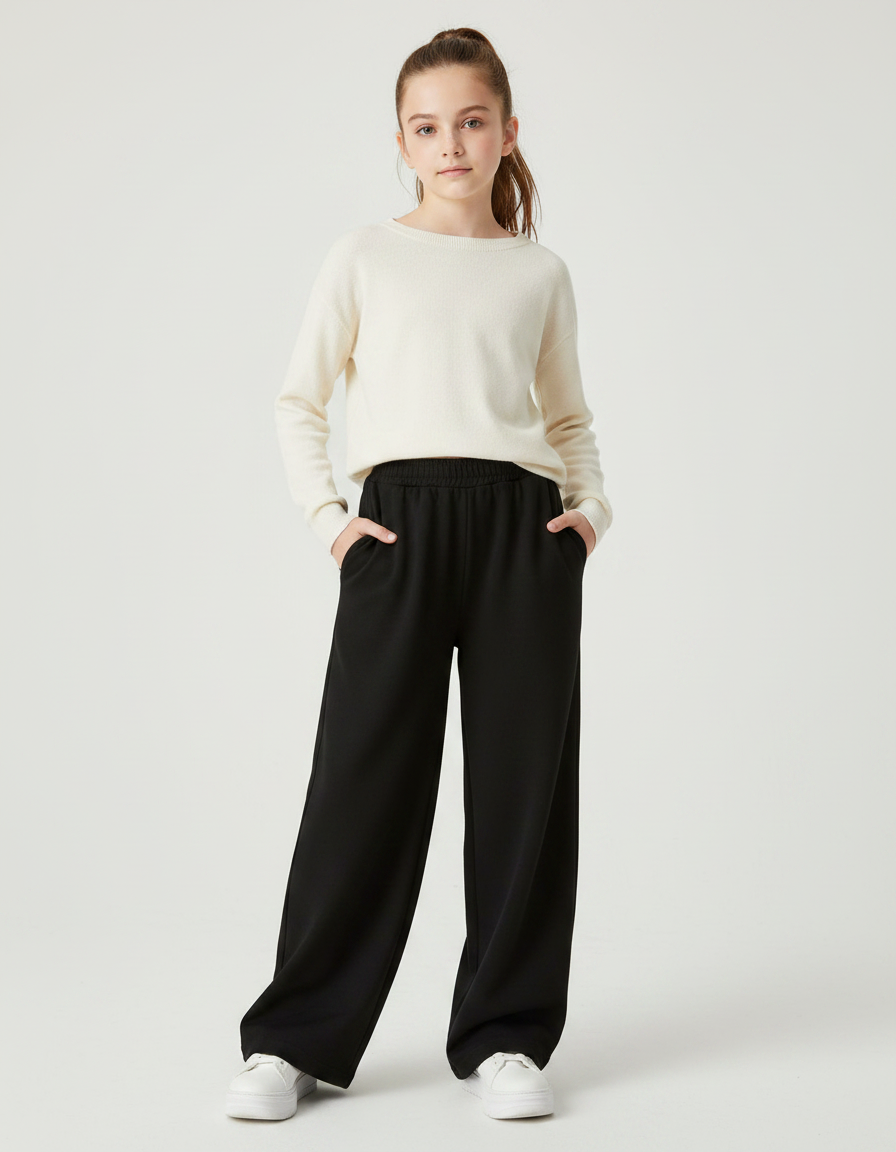 Pantalon Fluide Noir Ample Décontracté Confortable - Viscose
