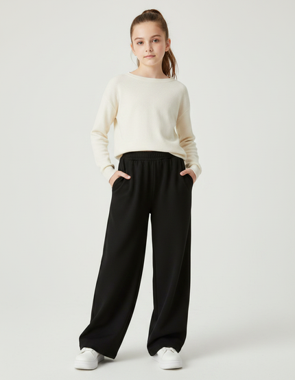 Pantalon Fluide Noir Ample Décontracté Confortable - Viscose