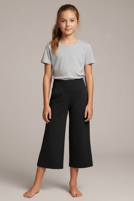 Pantalon Fluide Noir Ample Confortable Enfant - Maille