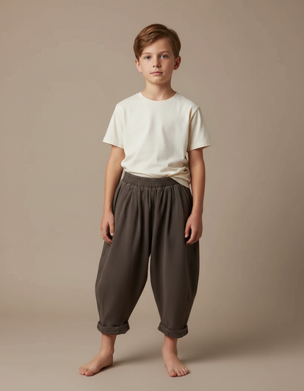 Pantalon Fluide Ample Molleton Confortable Enfant - Kaki