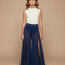 Pantalon Fluide Bleu Marine Transparent Fendu Large Élégant - Polyester