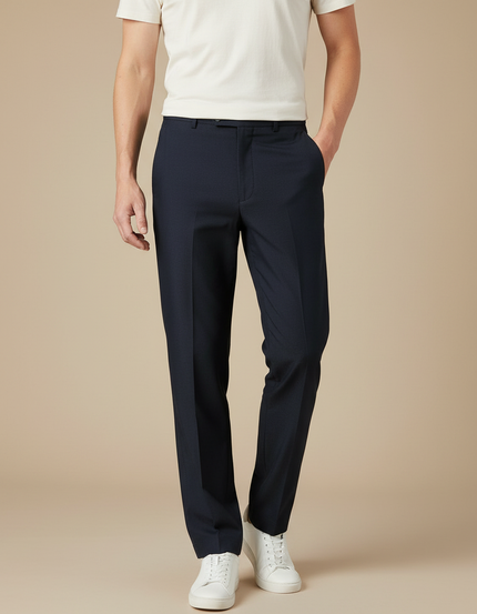 Pantalon Fluide Homme Bleu Marine Droit Extensible Élégant - Polyester