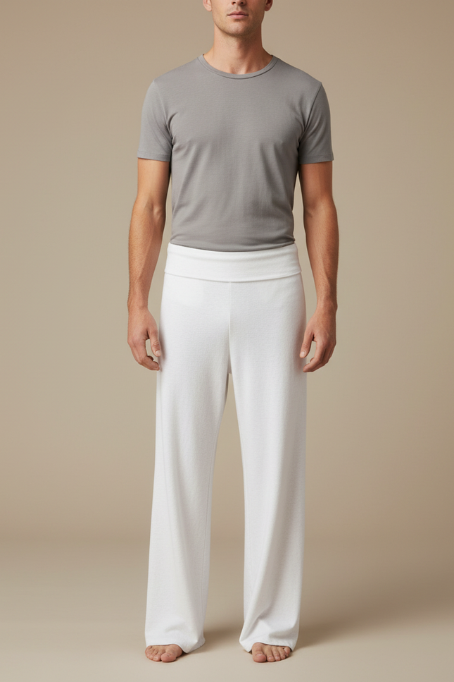 Pantalon Fluide Blanc Ample Confortable Homme Coton - Molleton