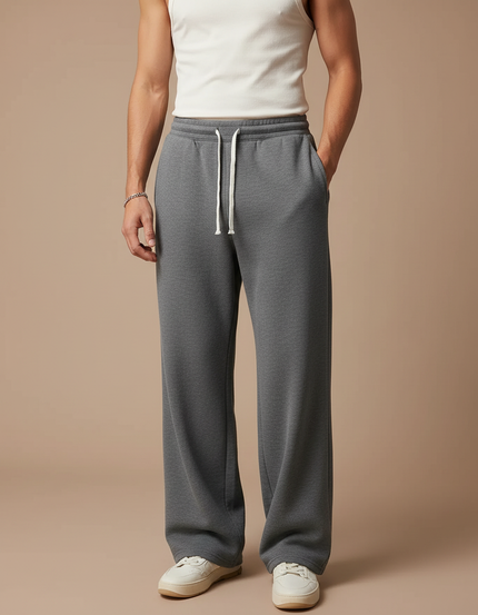 Pantalon Fluide Homme Gris Coupe Ample Coton - Molleton