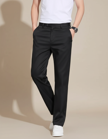 Pantalon Fluide Noir Droit Décontracté Homme Respirant - Polyester