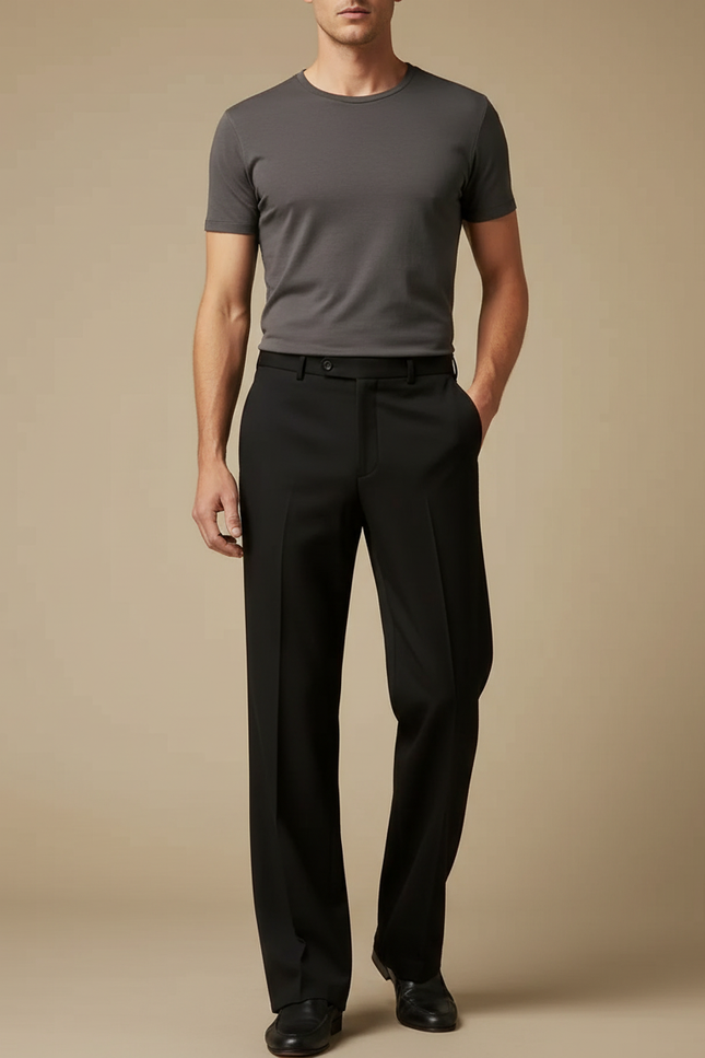 Pantalon Fluide Homme Noir Droit - Viscose