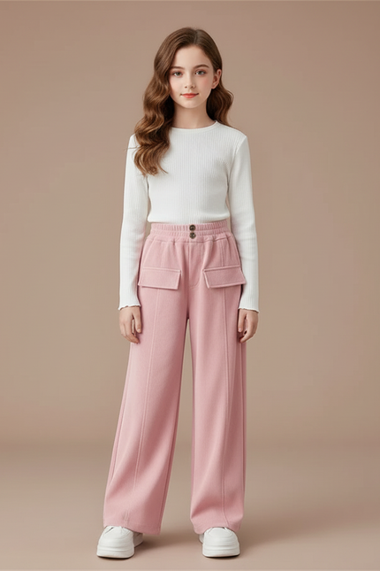 Pantalon Fluide Rose Ample Décontracté Enfant - Molleton