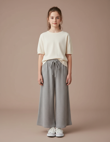 Pantalon Fluide Ado Fille - Gris Maille