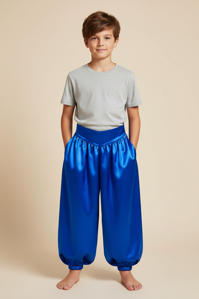 Pantalon Fluide Bleu Royal Satin Ample Enfant