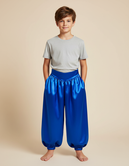 Pantalon Fluide Bleu Royal Satin Ample Enfant