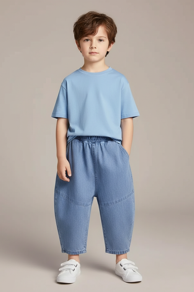 Pantalon Fluide Denim Bleu Ample Décontracté Enfant - Jean
