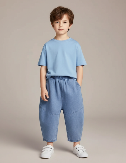Pantalon Fluide Denim Bleu Ample Décontracté Enfant - Jean