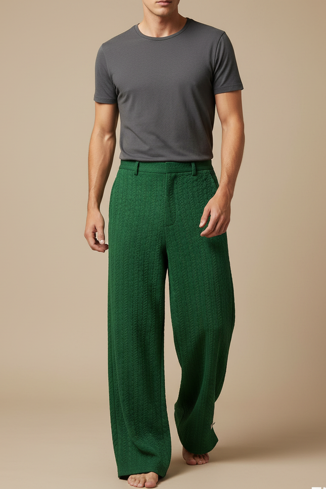 Pantalon Fluide Vert Sapin - Maille