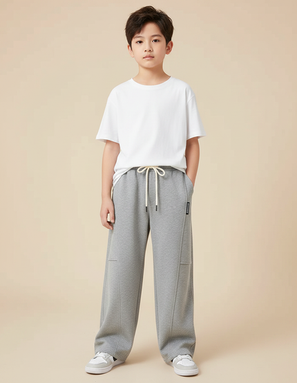 Pantalon Fluide Gris Ample Décontracté Garçon Coton - Molleton
