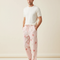 Pantalon Fluide Rose Fleuri Coton Plissé Décontracté