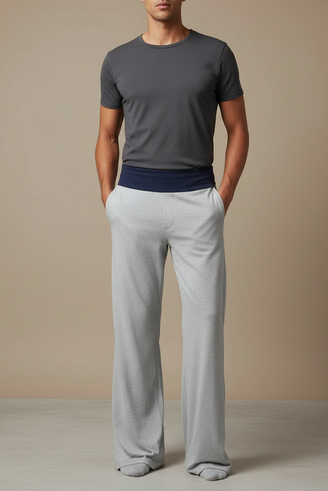 Pantalon Fluide Gris Ample Confortable Homme Coton - Molleton