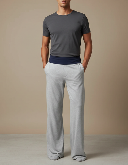 Pantalon Fluide Gris Ample Confortable Homme Coton - Molleton