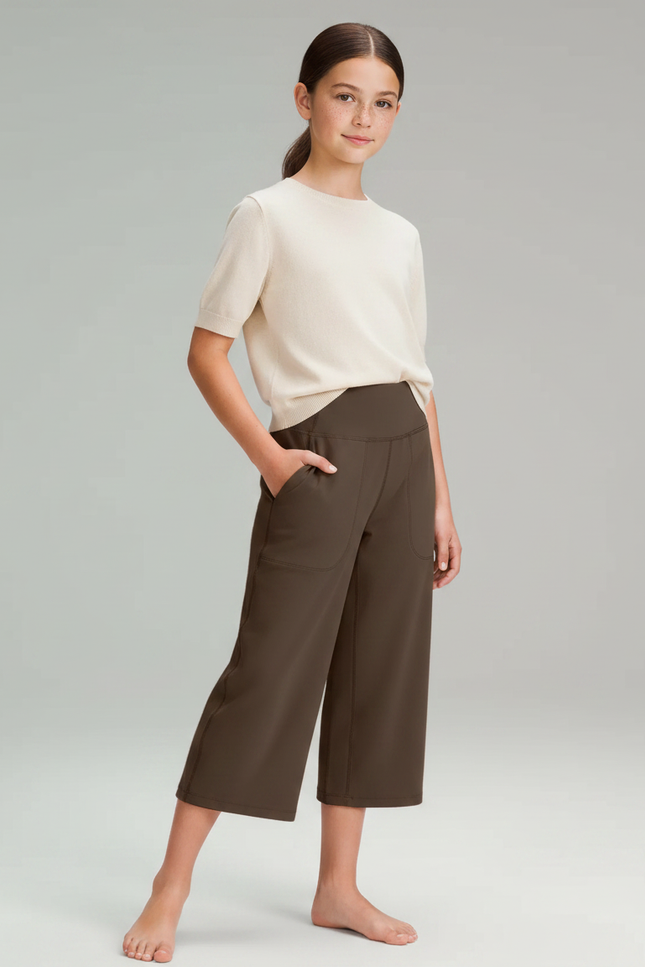 Pantalon Fluide Marron Ample Décontracté Confortable Enfant - Molleton