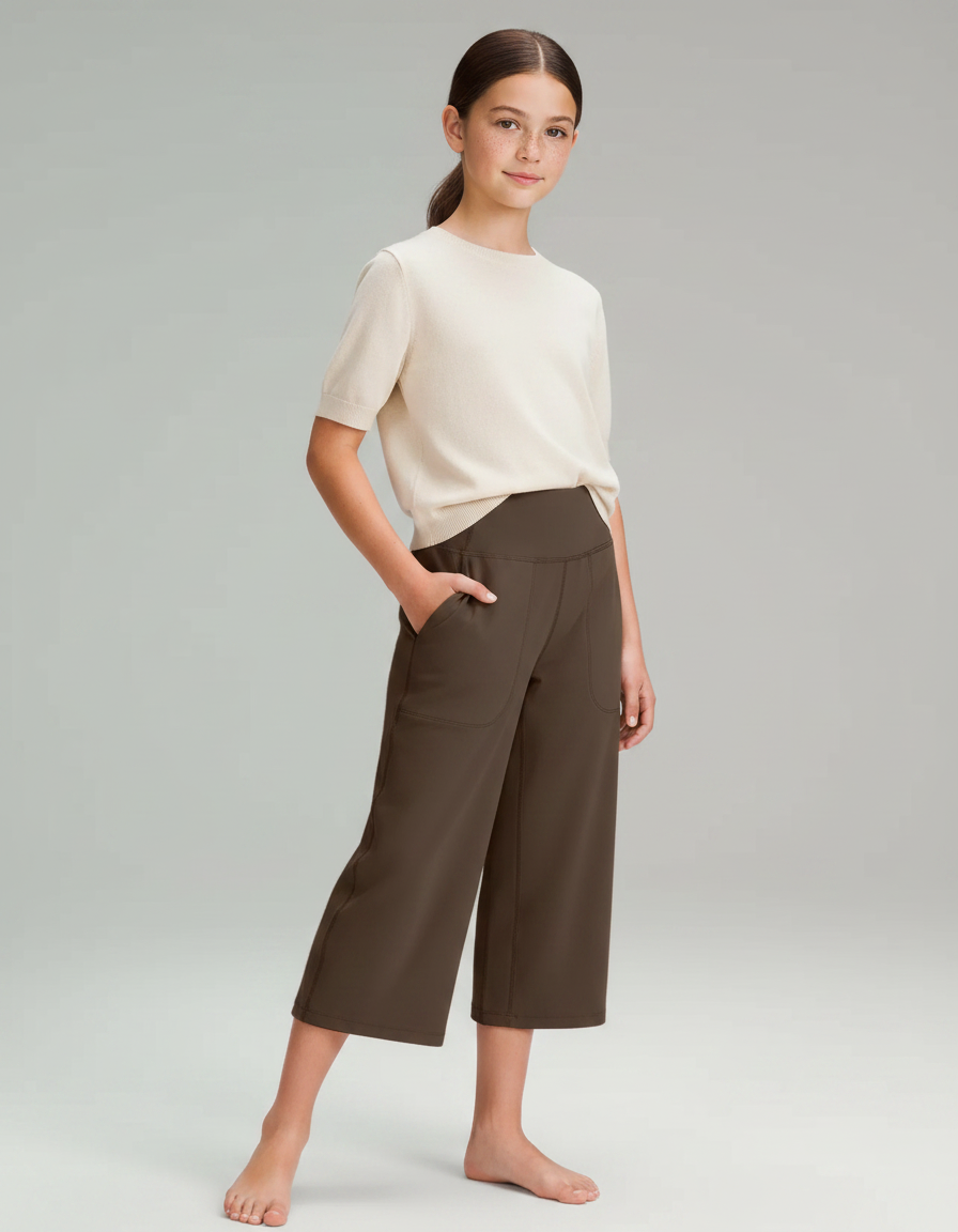 Pantalon Fluide Marron Ample Décontracté Confortable Enfant - Molleton