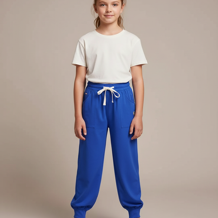 Pantalon Fluide Bleu Royal Décontracté Sport Fille - Molleton