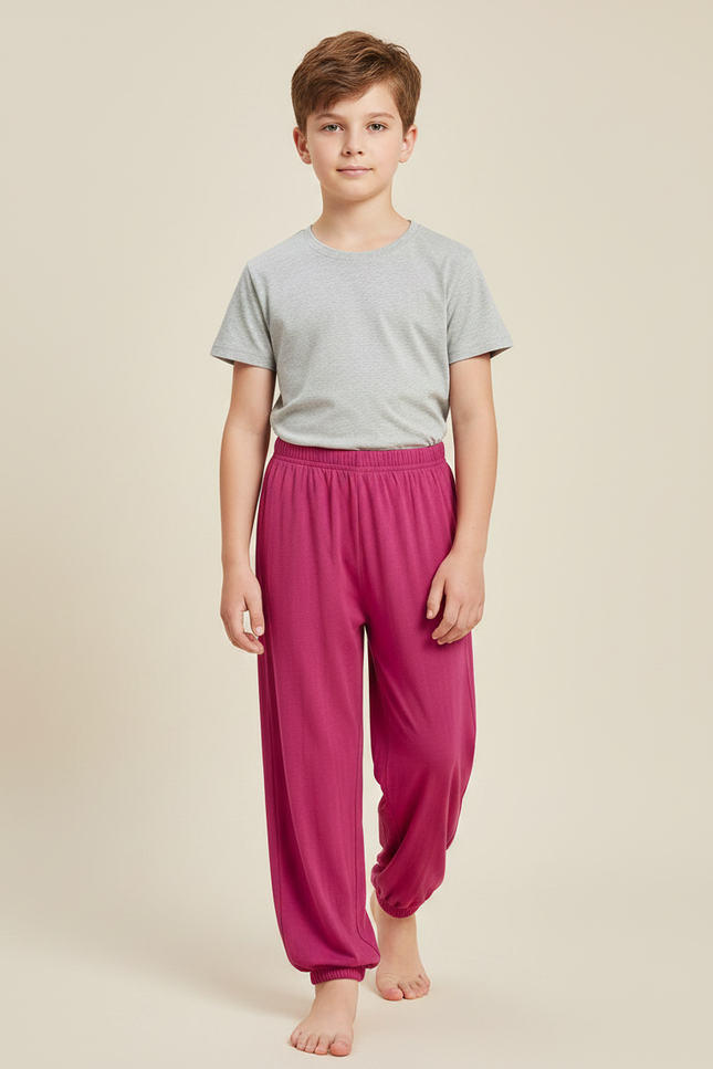 Pantalon Fluide Fuchsia Coton Ample Garçon - Rose